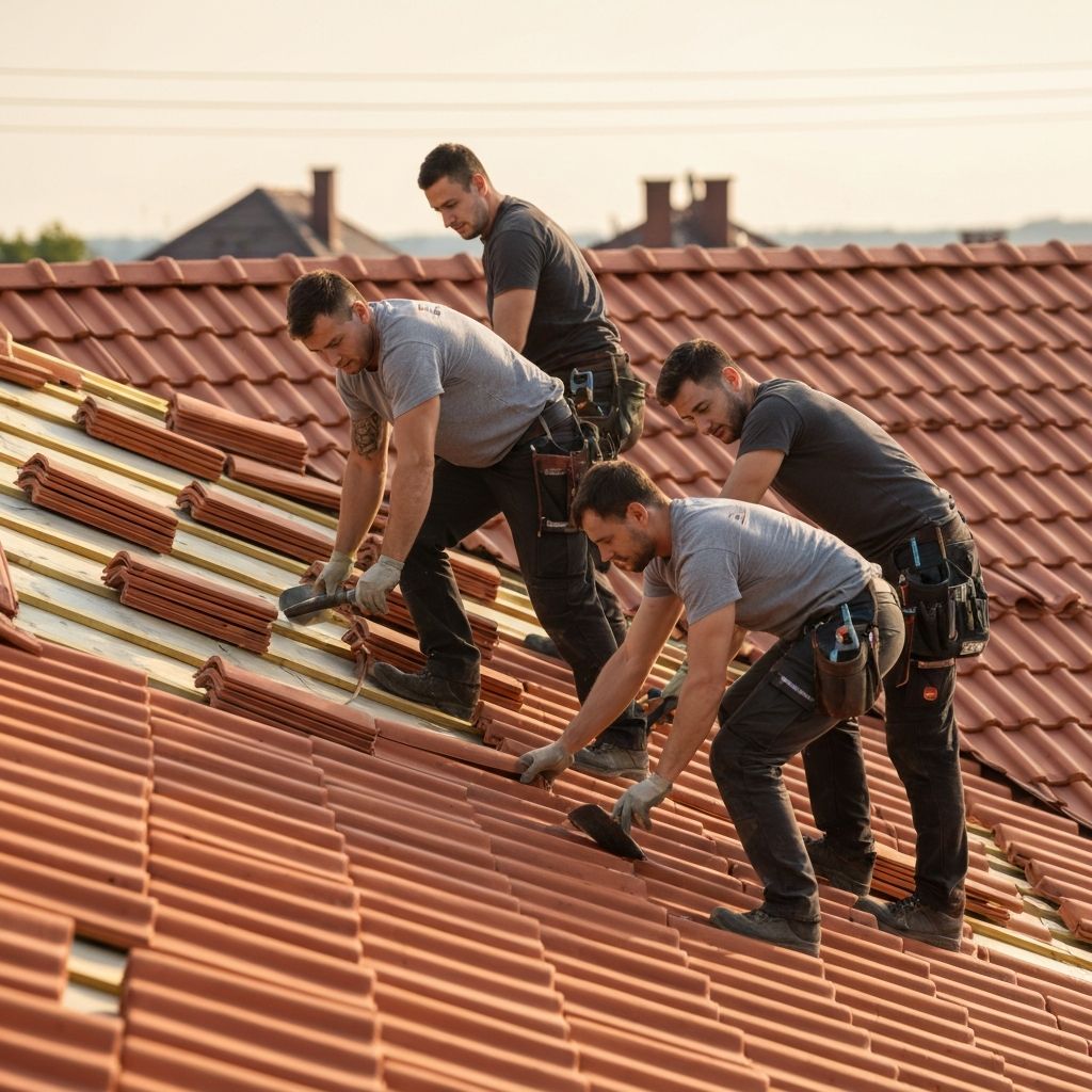 Echipă profesionistă de acoperișuri Acoperiș Plus la lucru